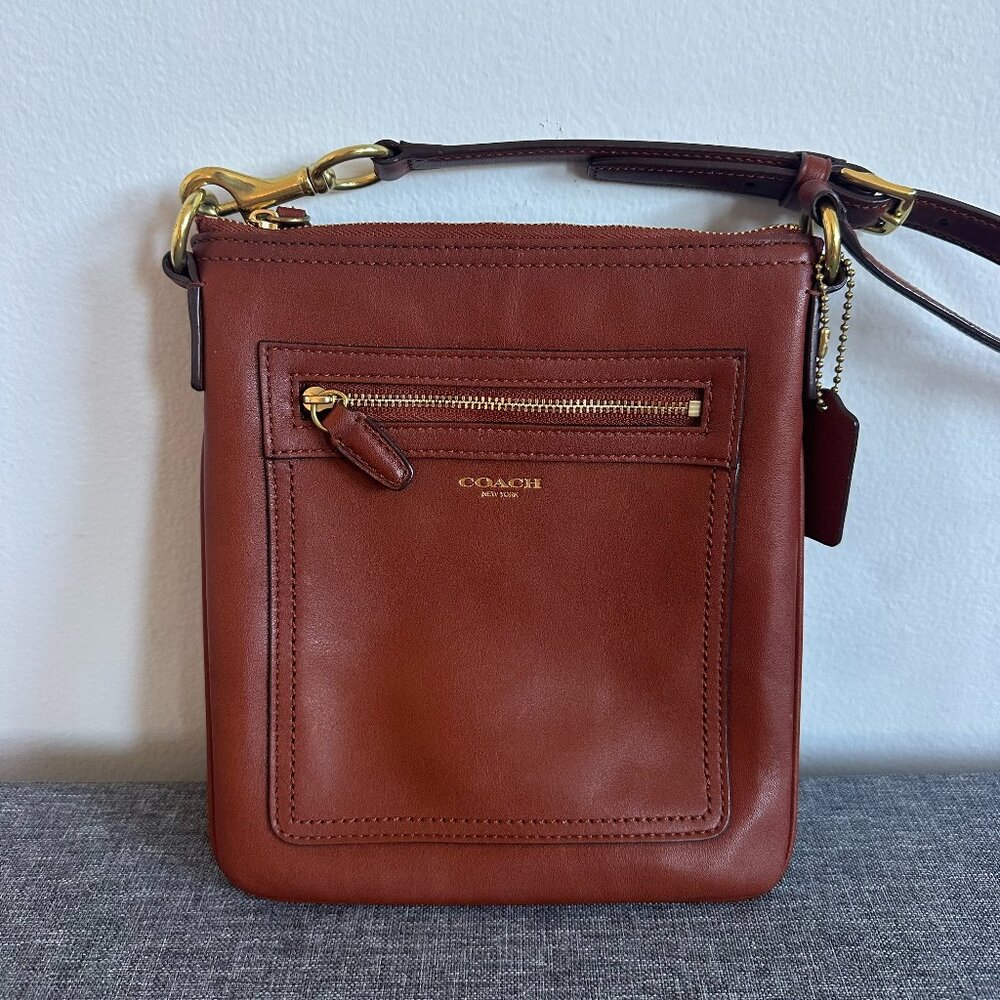 Coach Brown Leather Zip-Top Crossbody Bag